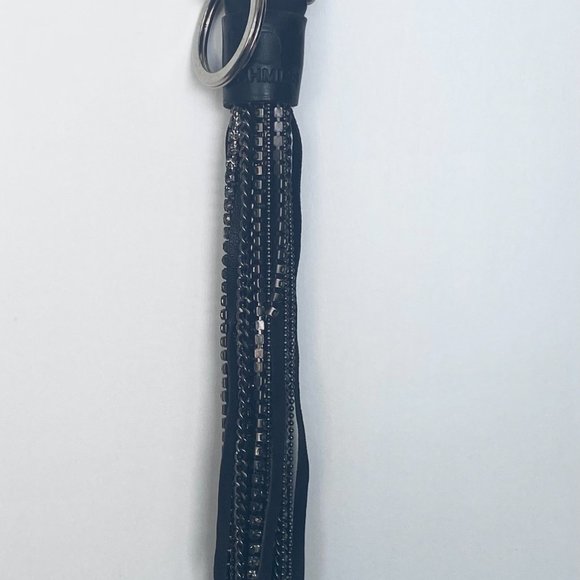 NAHMIAS Designer Black Crystal Keychain, Black Leather Tassel Swarovski Crystal - Picture 11 of 12